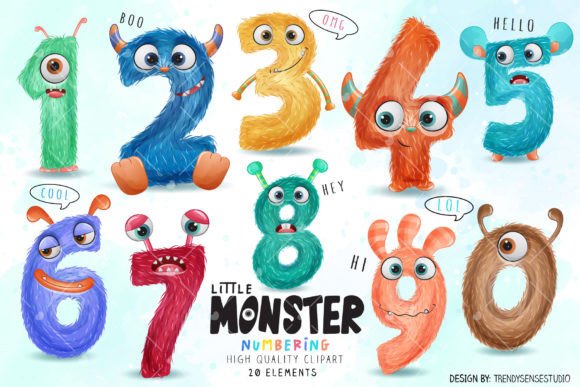 Little Monster Numbering Clipart for Creative Projects