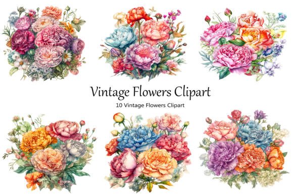 Vintage Flowers Clipart for Creative Projects