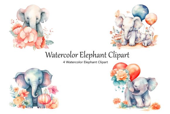Watercolor Elephant Clipart for Creative Projects